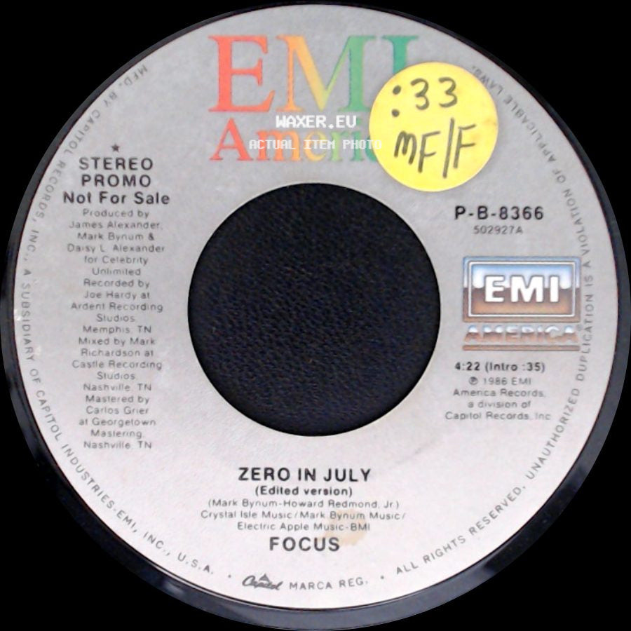 Focus - Zero In July / Zero In July side B
