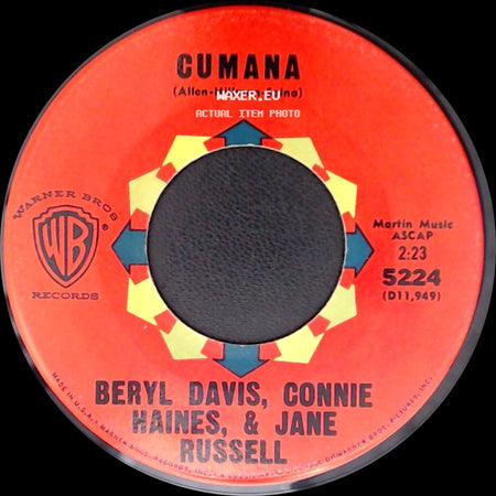 Tommie "The Ace" Carruthers And The Avengers / Beryl Davis, Connie Haines, & Jane Russell - Cumana Boogie / Cumana side B