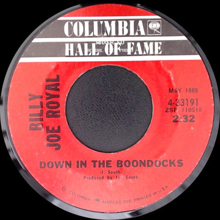 Billy Joe Royal - Cherry Hill Park / Down In The Boondocks side B