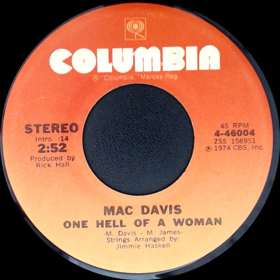 Mac Davis - A Poor Man's Gold / One Hell Of A Woman side B