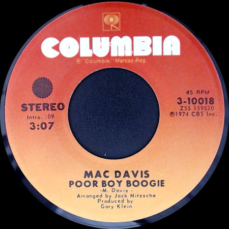 Mac Davis - Poor Boy Boogie / Stop And Smell The Roses side A