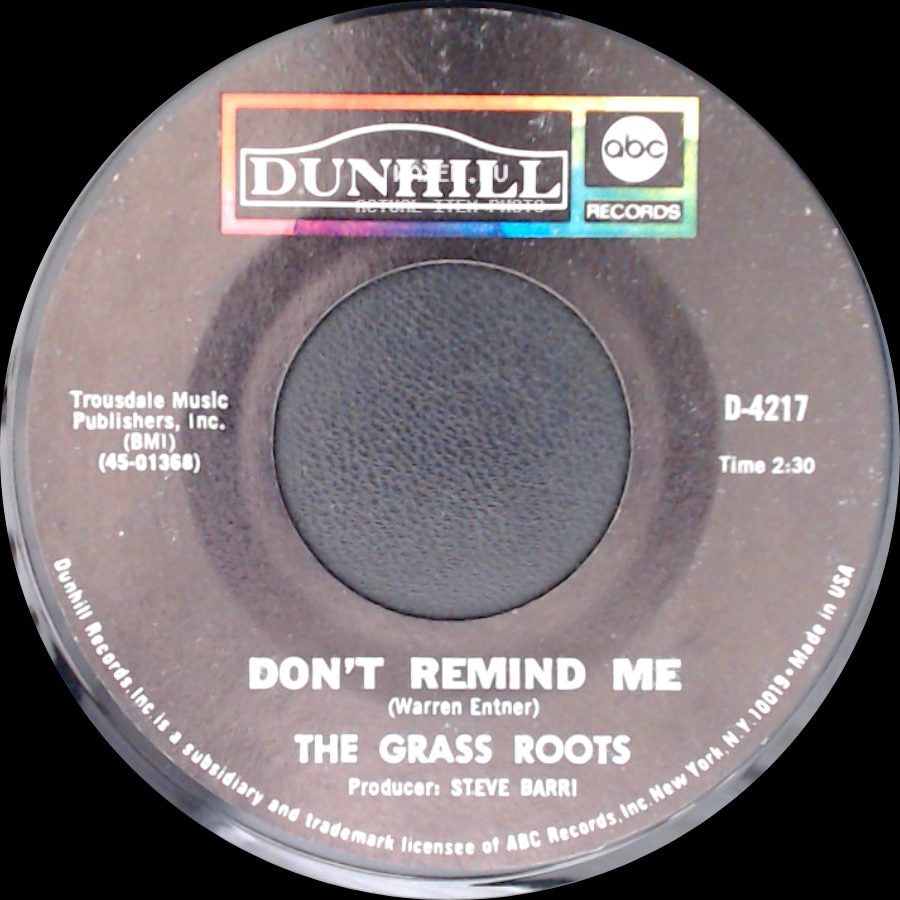 The Grass Roots - Don't Remind Me / Heaven Knows side A