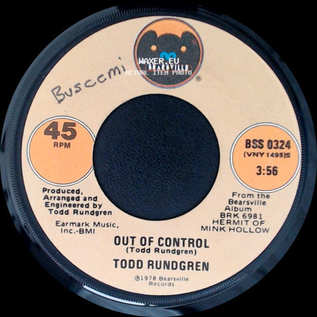 Todd Rundgren - Out Of Control / Can We Still Be Friends (Edit) side A