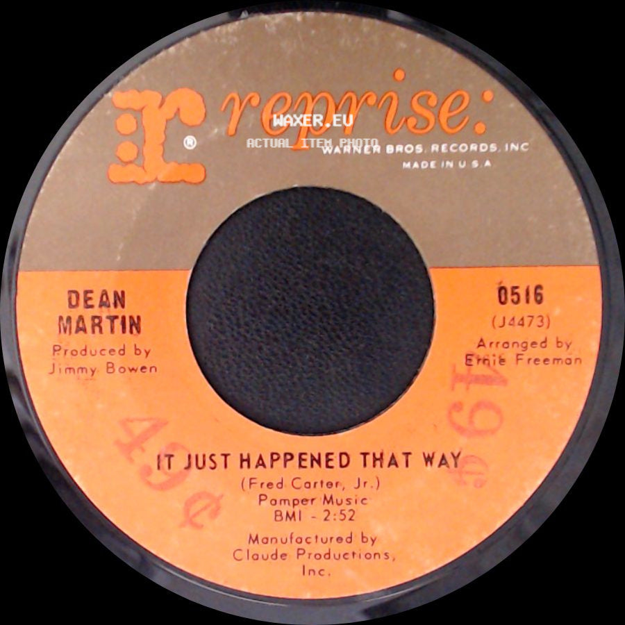 Dean Martin - Nobody's Baby Again / It Just Happened That Way side B