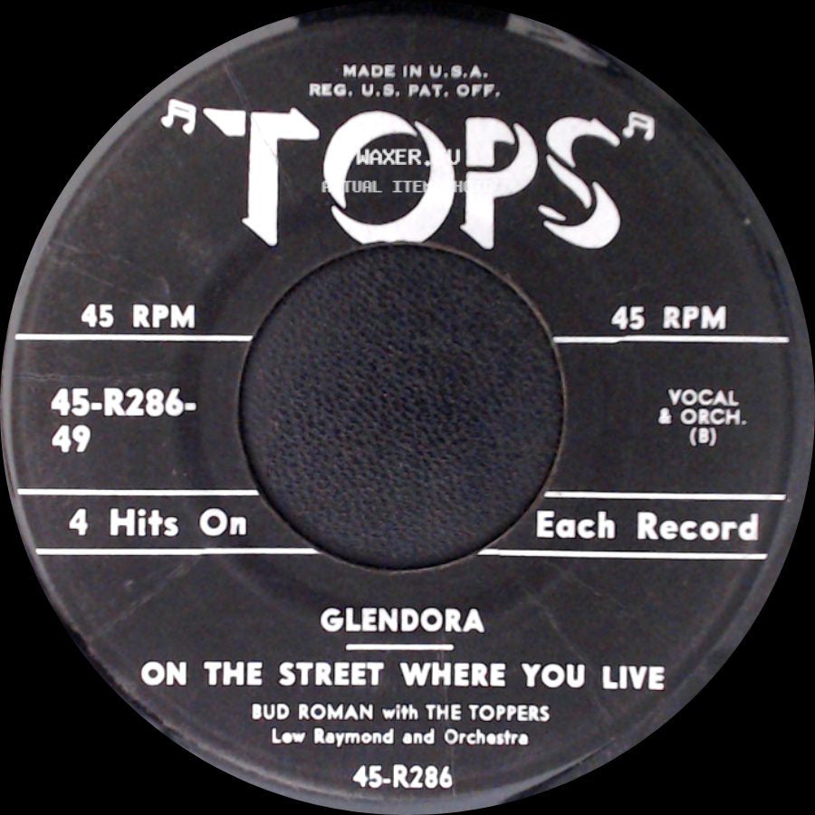 Gene Merlino With The Toppers / Bud Roman With The Toppers - I Almost Lost My Mind / Glendora / On The Street Where You Live side B