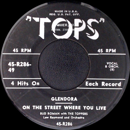 Gene Merlino With The Toppers / Bud Roman With The Toppers - I Almost Lost My Mind / Glendora / On The Street Where You Live side B