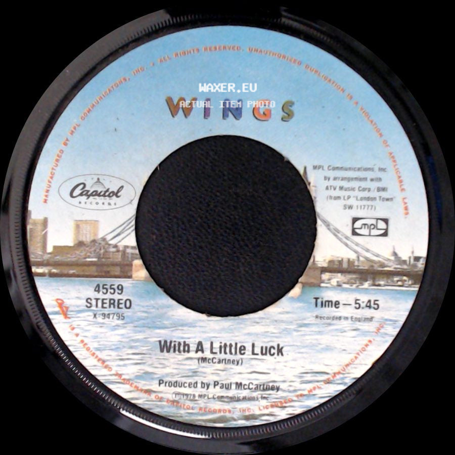 Wings - With A Little Luck / Medley: Backwards Traveller / Cuff Link side A
