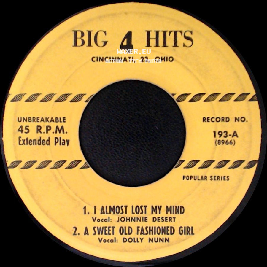 Unknown Artist - 1. Treasure Of Love 2. Be-Bop-A-Lula / I Almost Lost My Mind side B