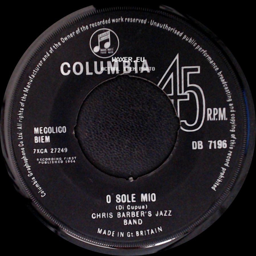 Chris Barber's Jazz Band - Bonsoir Mes Souvenirs / O Sole Mio side B