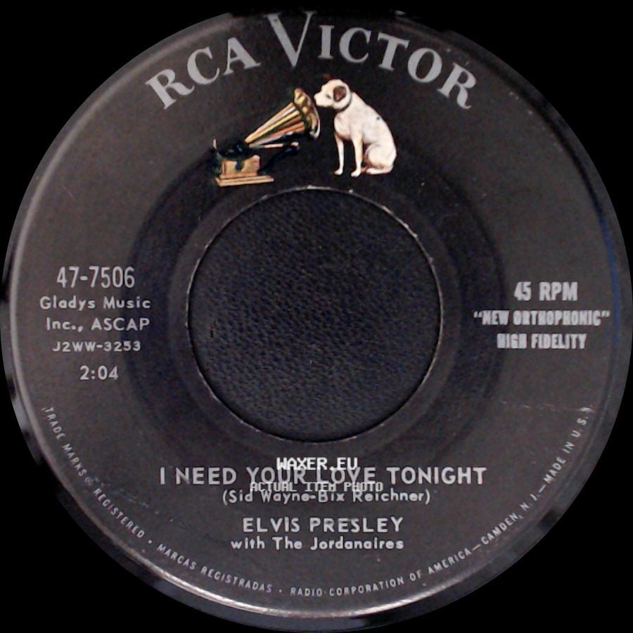 Elvis Presley With The Jordanaires - (Now And Then There's) A Fool Such As I / I Need Your Love Tonight side B