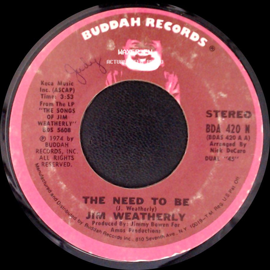 Jim Weatherly - Like Old Times Again / The Need To Be side B