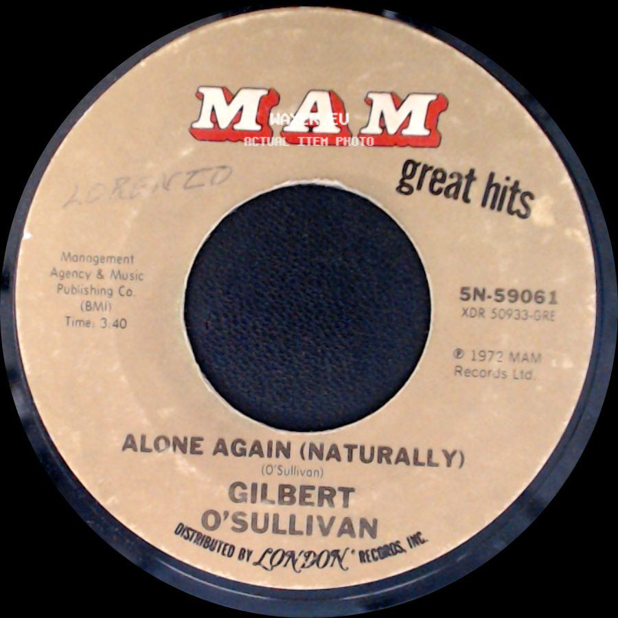 Gilbert O'sullivan - Alone Again (Naturally) / Out Of The Question side A