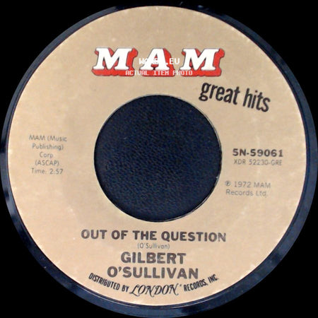 Gilbert O'sullivan - Alone Again (Naturally) / Out Of The Question side B