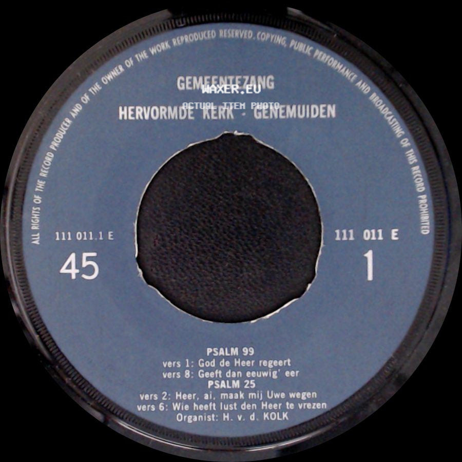 Gemeentezang / Gemeentezang Hervormde Kerk - Genemuiden - Psalm 99 / Psalm 25 / Psalm 101 / Psalm 3 side A