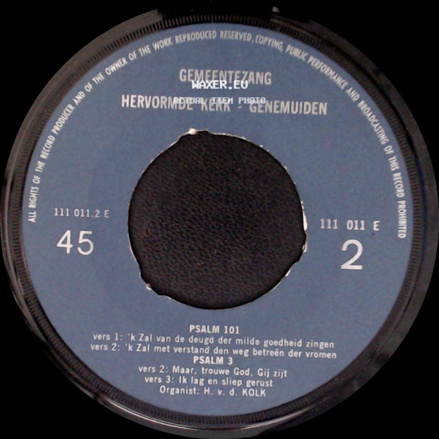 Gemeentezang / Gemeentezang Hervormde Kerk - Genemuiden - Psalm 99 / Psalm 25 / Psalm 101 / Psalm 3 side B