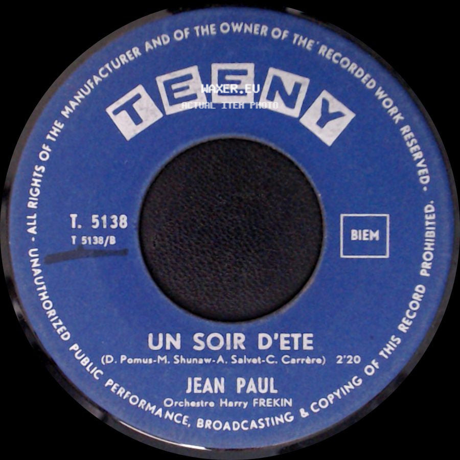 Jean Paul - Un Soir D'ete / Trop Tard side A