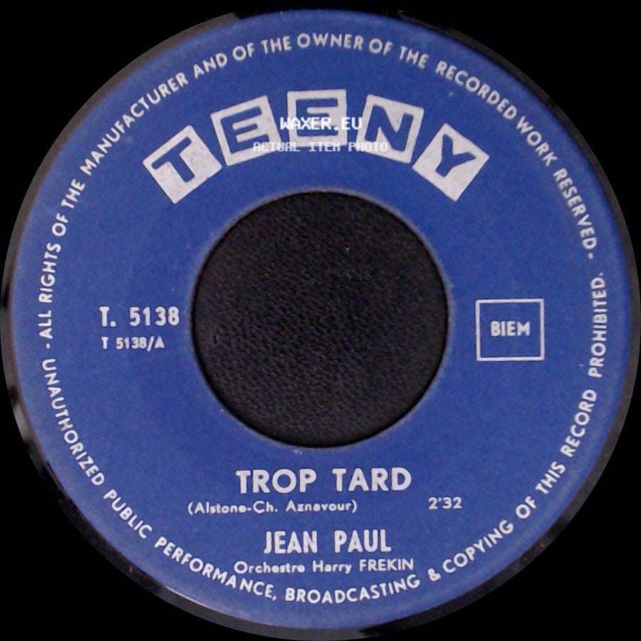 Jean Paul - Un Soir D'ete / Trop Tard side B