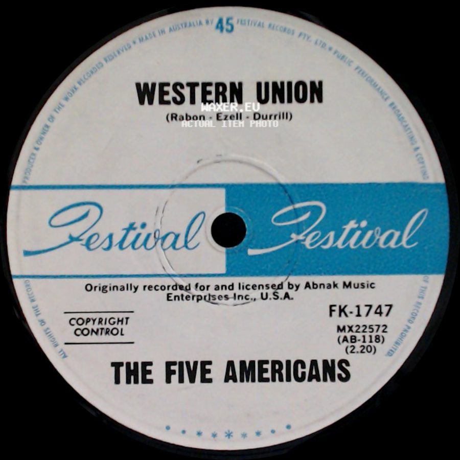 The Five Americans - Now That It's Over / Western Union side B