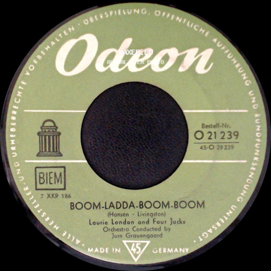 Laurie London And Four Jacks / Laurie London And Gitte - Boom-Ladda-Boom-Boom / Pretty Eyed Baby side A