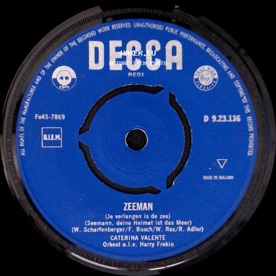 Caterina Valente - Caro Mio (He'll Have To Stay) / Zeeman side B