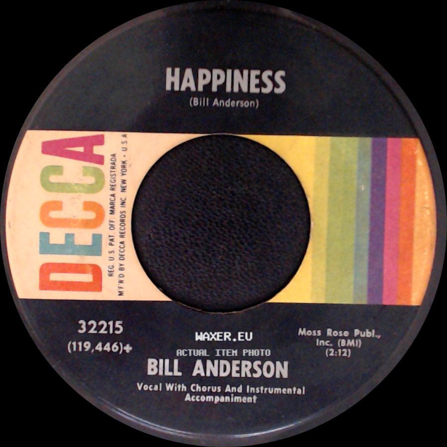 Bill Anderson - Stranger On The Run / Happiness side B