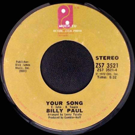 Billy Paul - Me And Mrs. Jones / Your Song side B