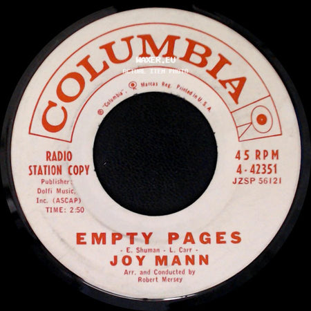 Joy Mann - Empty Pages / Cryin' Fool side A