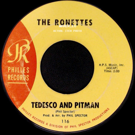 The Ronettes - Tedesco And Pitman / Be My Baby side A