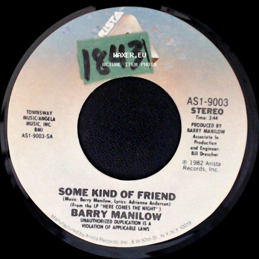 Barry Manilow - Heaven / Some Kind Of Friend side B