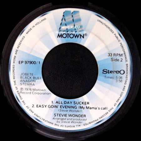 Stevie Wonder - Saturn / Ebony Eyes / All Day Sucker / Easy Goin' Evening (My Mama's Call) side B