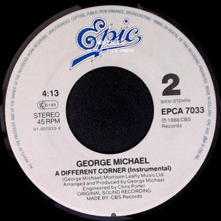 George Michael - A Different Corner / A Different Corner (Instrumental) side B