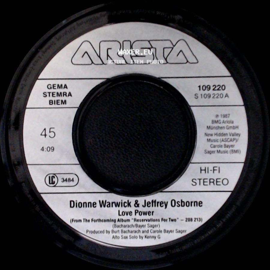 Dionne Warwick & Jeffrey Osborne / Dionne Warwick - Love Power / In A World Such As This side A