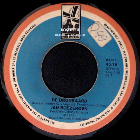 Jan Boezeroen - De Dronkaard / Morgen side A