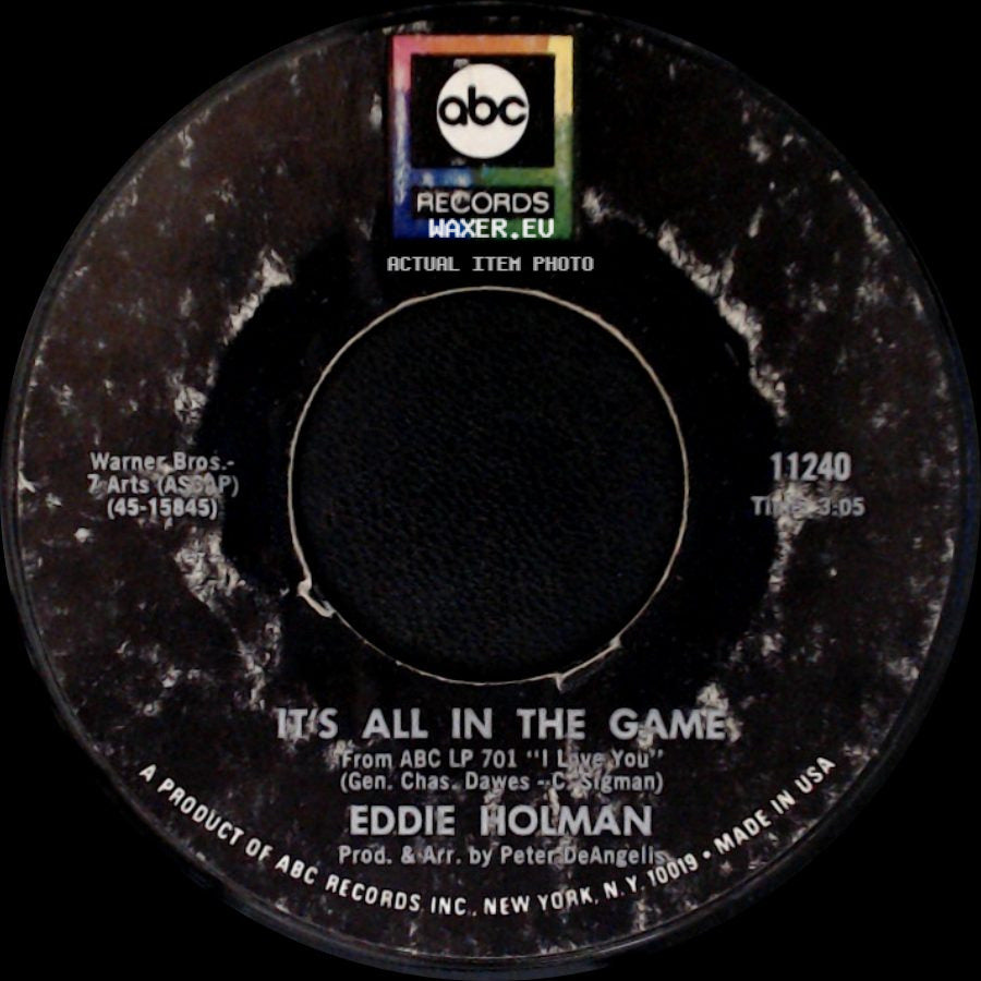 Eddie Holman - Hey There Lonely Girl / It's All In The Game side B