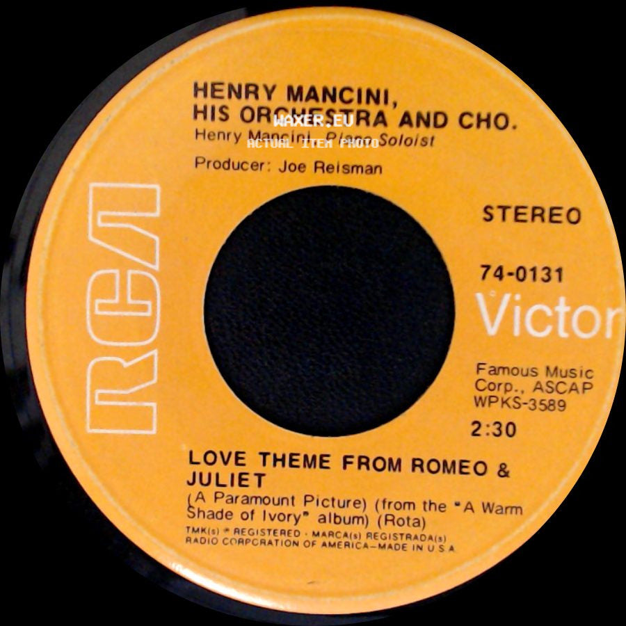 Henry Mancini, His Orchestra And Cho. / Henry Mancini And His Orchestra - Love Theme From Romeo & Juliet / The Windmills Of Your Mind side A