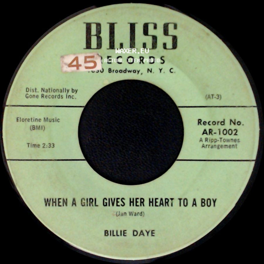 Billie Daye - When A Girl Gives Her Heart To A Boy / Twenty Four Hours side A