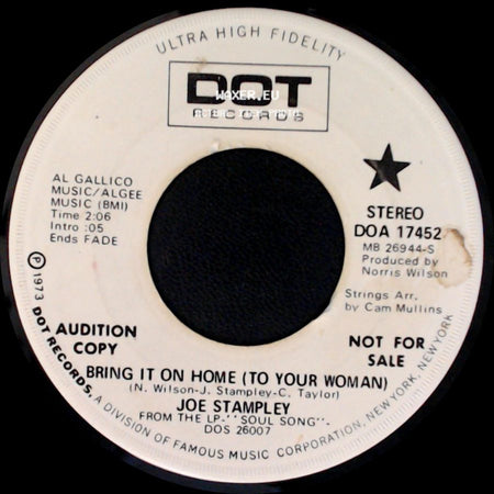 Joe Stampley - Bring It On Home (To Your Woman) / Bring It On Home (To Your Woman) side A