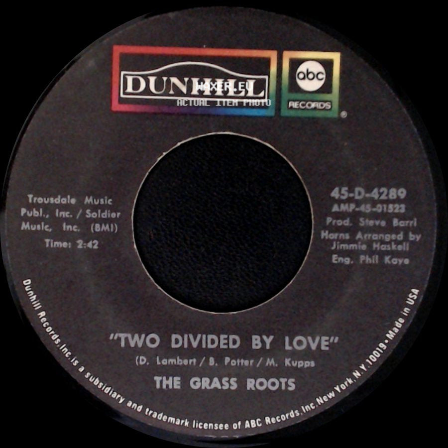 The Grass Roots - Let It Go / Two Divided By Love side B