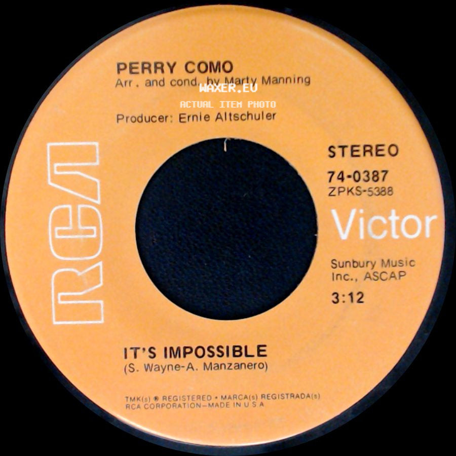 Perry Como - Long Life, Lots Of Happiness / It's Impossible side B