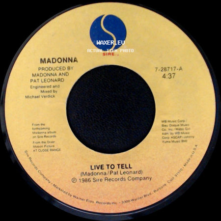 Madonna - Live To Tell / Live To Tell (Instrumental) side A