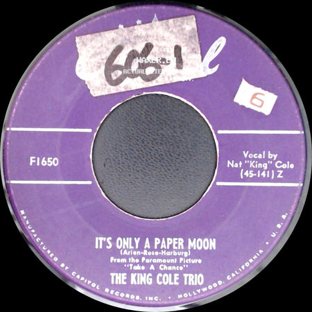 The King Cole Trio - Embraceable You / It's Only A Paper Moon side B