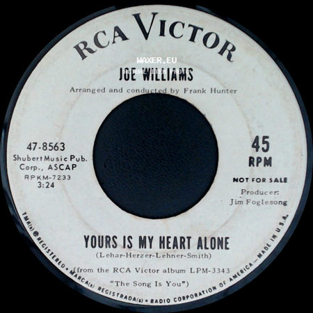 Joe Williams - I Really Don't Want To Know / Yours Is My Heart Alone side B