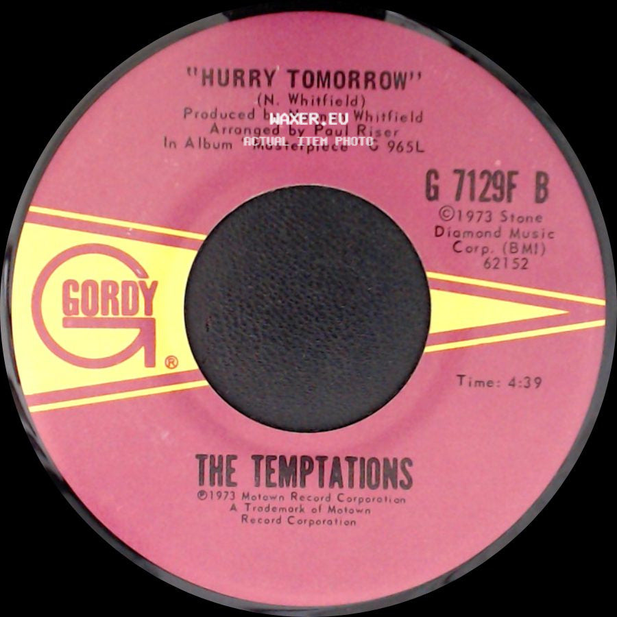 The Temptations - Plastic Man / Hurry Tomorrow side B