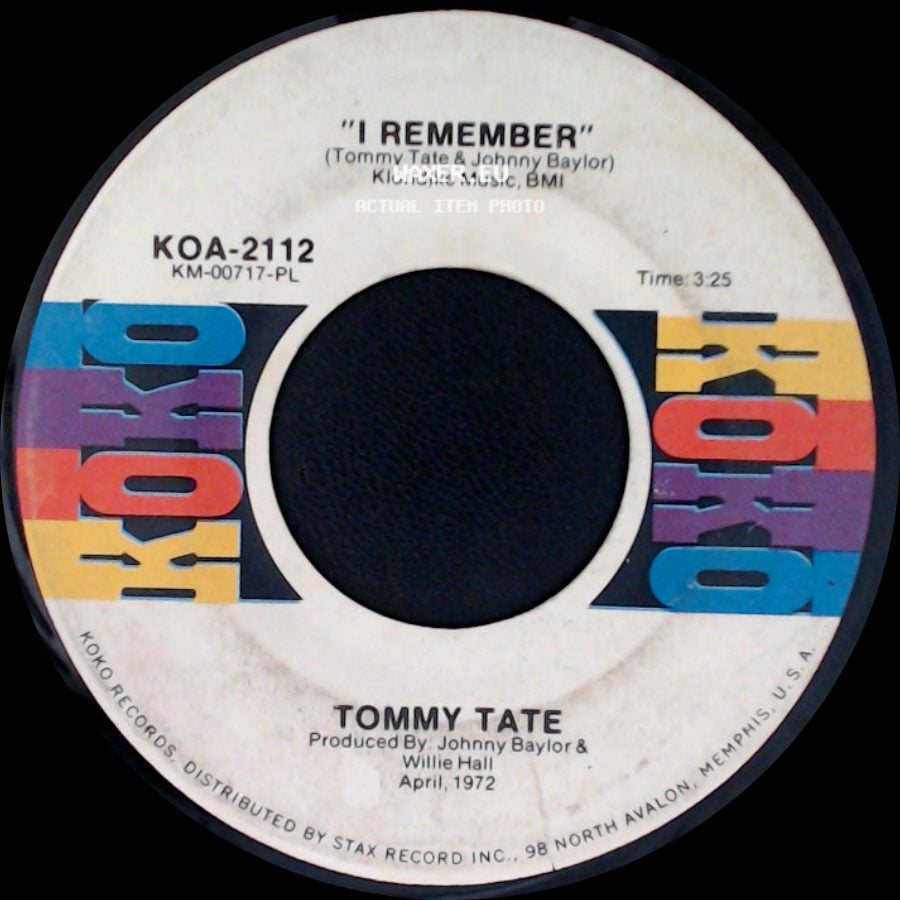 Tommy Tate - School Of Life / I Remember side B