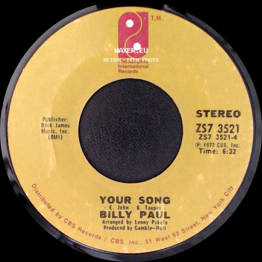 Billy Paul - Me And Mrs. Jones / Your Song side B