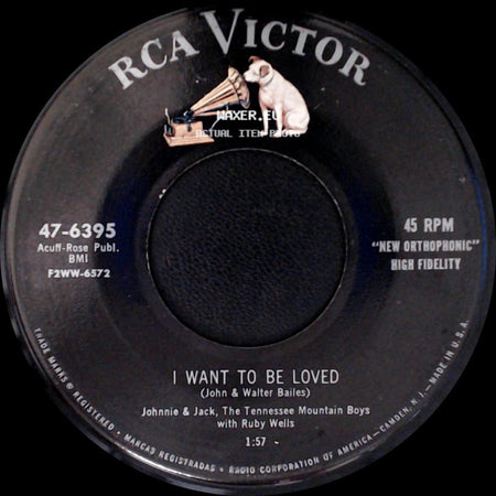 Johnnie & Jack, The Tennessee Mountain Boys With Ruby Wells - Feet Of Clay / I Want To Be Loved side B