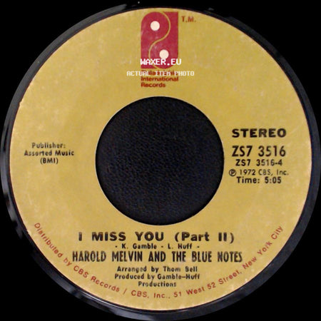 Harold Melvin And The Blue Notes - I Miss You (Part Ii) / I Miss You (Part 1) side A