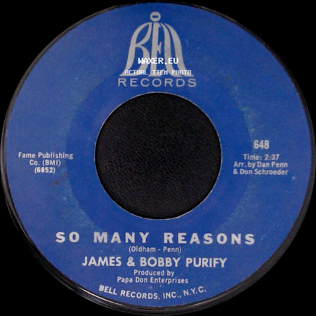 James & Bobby Purify - I'm Your Puppet / So Many Reasons side B