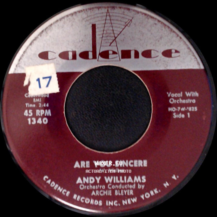 Andy Williams - Are You Sincere / Be Mine Tonight side A