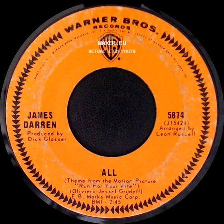 James Darren - Misty Morning Eyes / All (Theme From The Motion Picture "Run For Your Life") side B